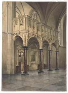 206072 Interieur van de Cunerakerk te Rhenen: het transept met het oxaal en het koorhek vóór het koor.
